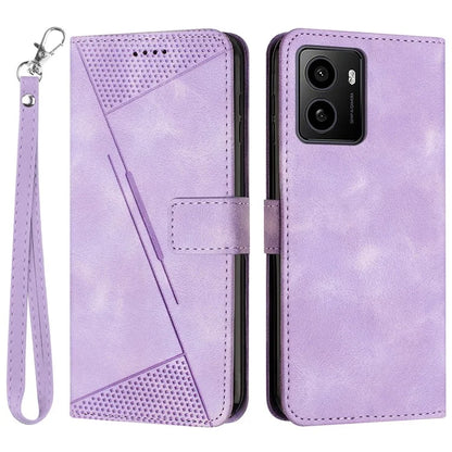 For HMD Pulse / Pulse Plus / Pulse Pro Case Triangle Pattern Leather Phone Cover with Hand Strap Card Slots