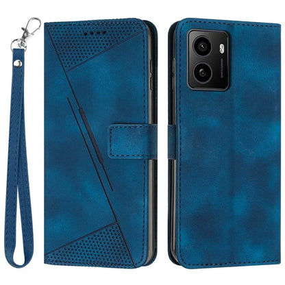 For HMD Pulse / Pulse Plus / Pulse Pro Case Triangle Pattern Leather Phone Cover with Hand Strap Card Slots