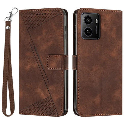 For HMD Pulse / Pulse Plus / Pulse Pro Case Triangle Pattern Leather Phone Cover with Hand Strap Card Slots