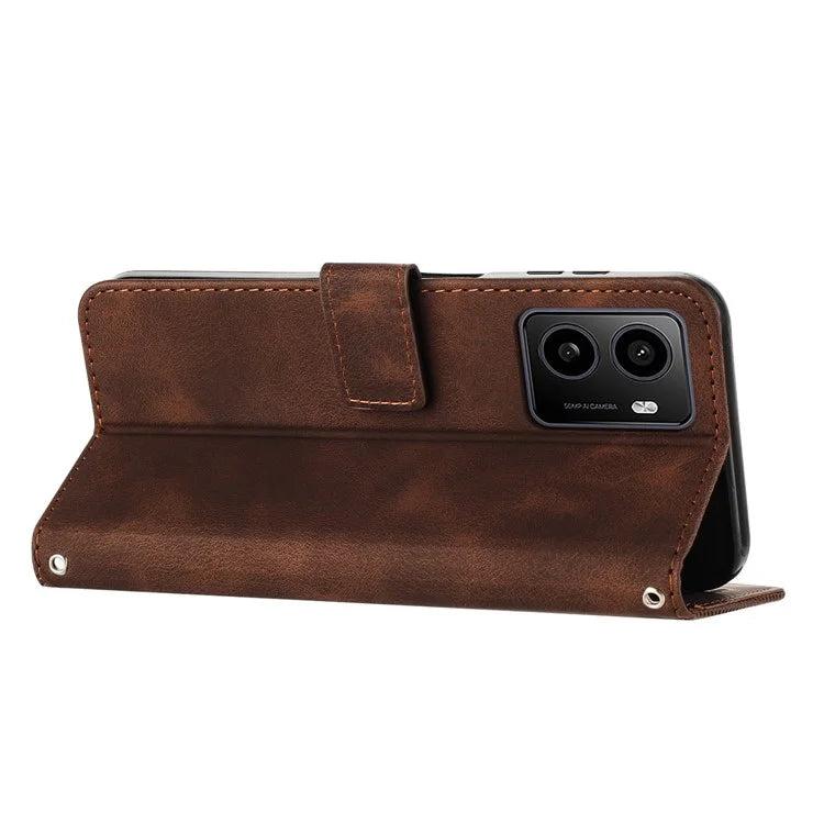 For HMD Pulse / Pulse Plus / Pulse Pro Case Triangle Pattern Leather Phone Cover with Hand Strap Card Slots