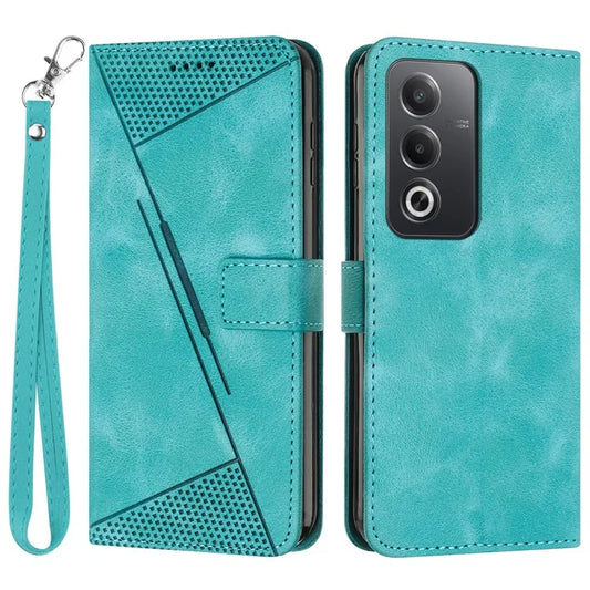 For Oppo A3 Pro (Global) 5G / A3 Pro (India) 5G / K12x 5G (India) Case Triangle Pattern Leather Phone Cover with Hand Strap Card Slots