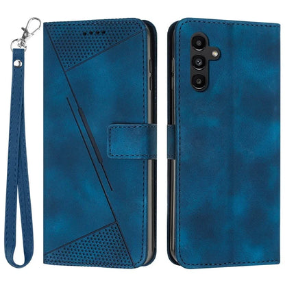 For Samsung Galaxy M35 5G Case Triangle Pattern Leather Phone Cover with Hand Strap Card Slots