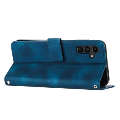 For Samsung Galaxy M35 5G Case Triangle Pattern Leather Phone Cover with Hand Strap Card Slots