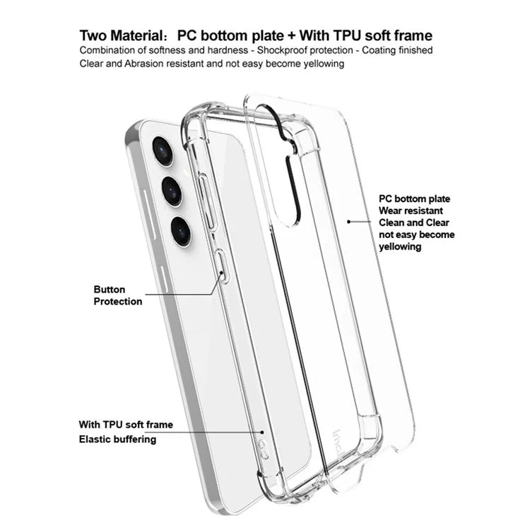 IMAK For Samsung Galaxy S23 FE Case PC+TPU Shockproof Clear Phone Cover