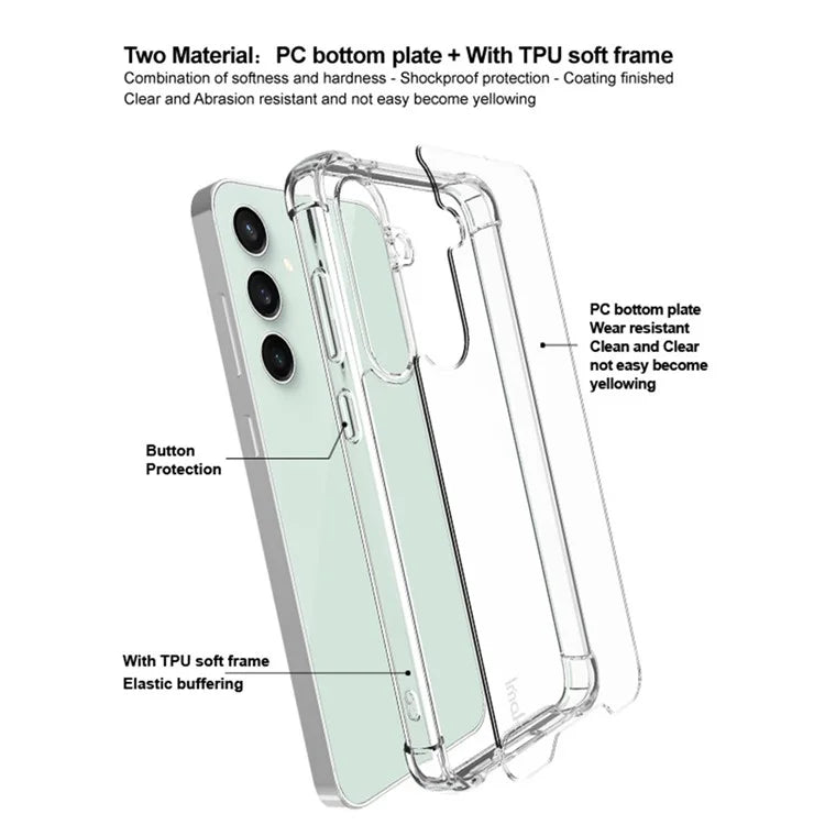 IMAK For Samsung Galaxy S24 FE Case PC+TPU Shockproof Clear Phone Cover