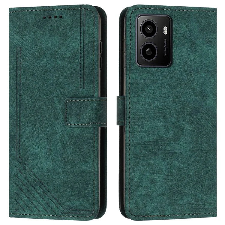 For HMD Pulse / Pulse+ / Pulse Pro Case Imprinted Lines Leather Phone Cover Bookstyle Folding Stand