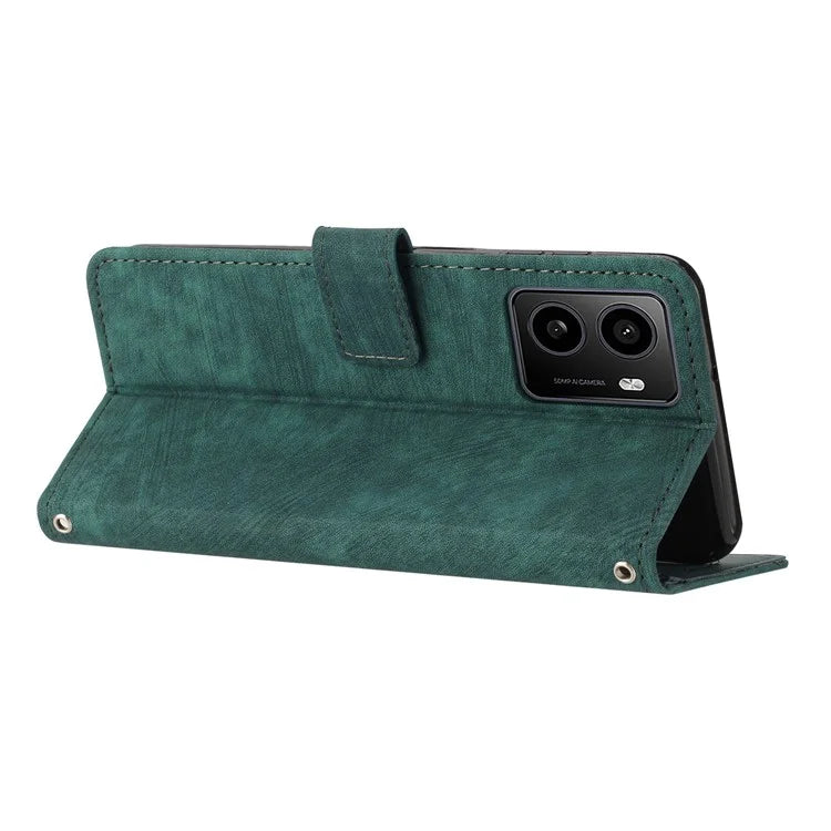 For HMD Pulse / Pulse+ / Pulse Pro Case Imprinted Lines Leather Phone Cover Bookstyle Folding Stand