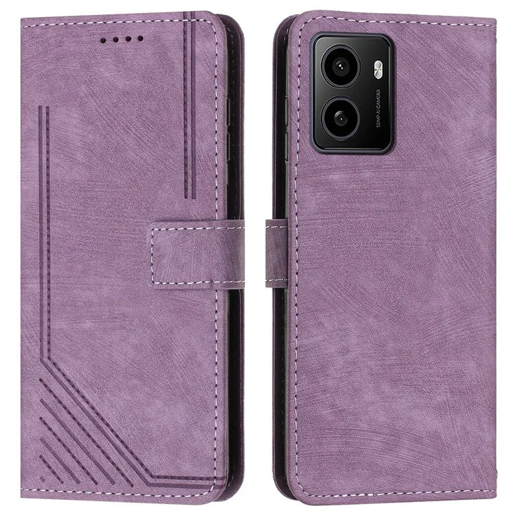 For HMD Pulse / Pulse+ / Pulse Pro Case Imprinted Lines Leather Phone Cover Bookstyle Folding Stand
