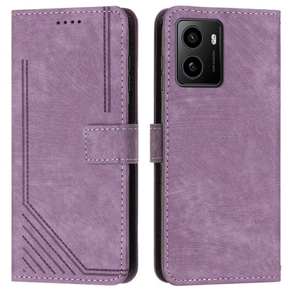 For HMD Pulse / Pulse+ / Pulse Pro Case Imprinted Lines Leather Phone Cover Bookstyle Folding Stand