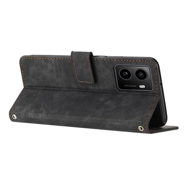 For HMD Pulse / Pulse+ / Pulse Pro Case Imprinted Lines Leather Phone Cover Bookstyle Folding Stand