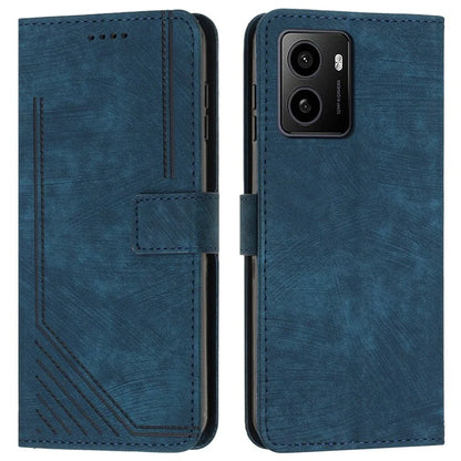 For HMD Pulse / Pulse+ / Pulse Pro Case Imprinted Lines Leather Phone Cover Bookstyle Folding Stand
