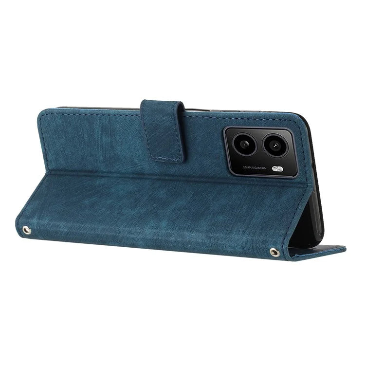 For HMD Pulse / Pulse+ / Pulse Pro Case Imprinted Lines Leather Phone Cover Bookstyle Folding Stand