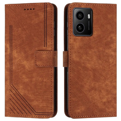 For HMD Pulse / Pulse+ / Pulse Pro Case Imprinted Lines Leather Phone Cover Bookstyle Folding Stand