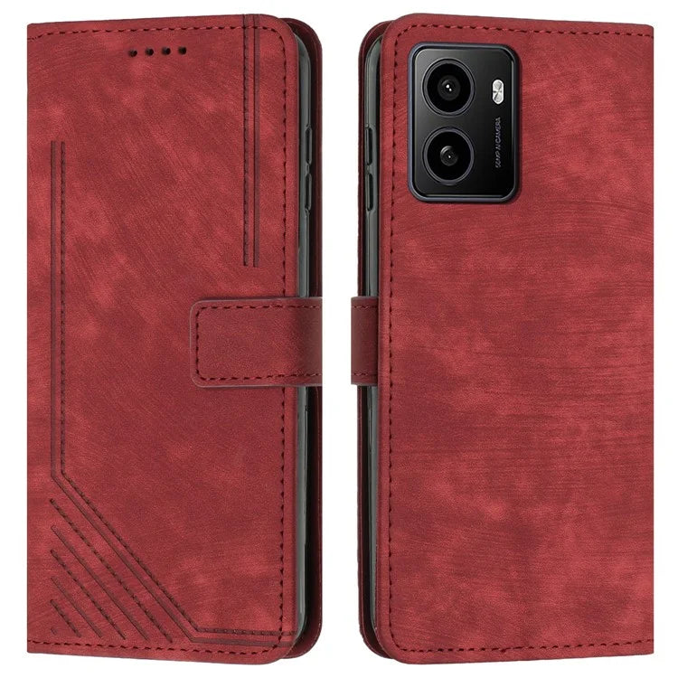 For HMD Pulse / Pulse+ / Pulse Pro Case Imprinted Lines Leather Phone Cover Bookstyle Folding Stand