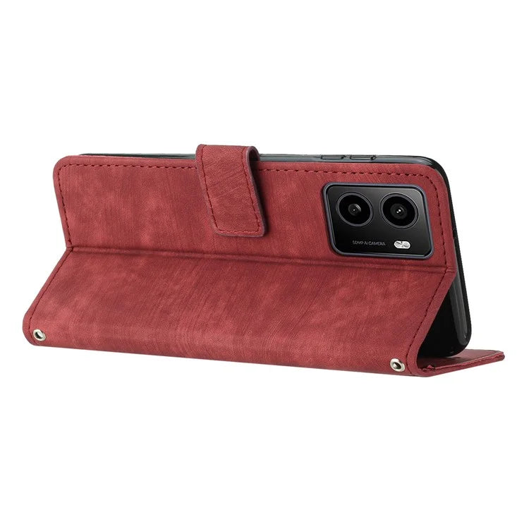 For HMD Pulse / Pulse+ / Pulse Pro Case Imprinted Lines Leather Phone Cover Bookstyle Folding Stand