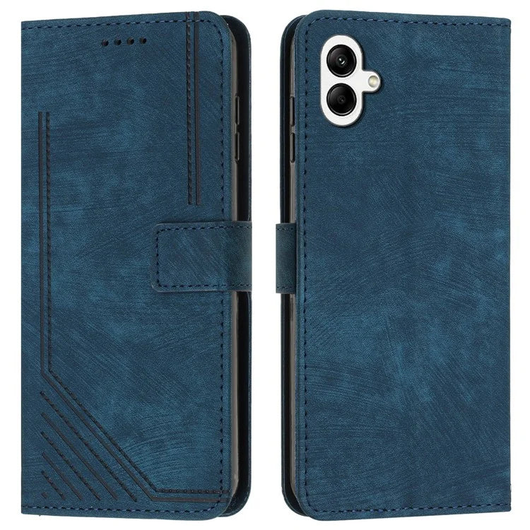 For Samsung Galaxy A06 Case Imprinted Lines Leather Phone Cover Bookstyle Folding Stand
