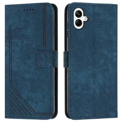 For Samsung Galaxy A06 Case Imprinted Lines Leather Phone Cover Bookstyle Folding Stand