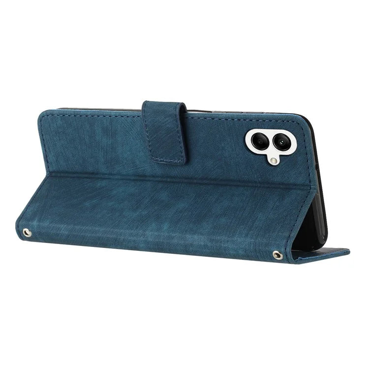 For Samsung Galaxy A06 Case Imprinted Lines Leather Phone Cover Bookstyle Folding Stand