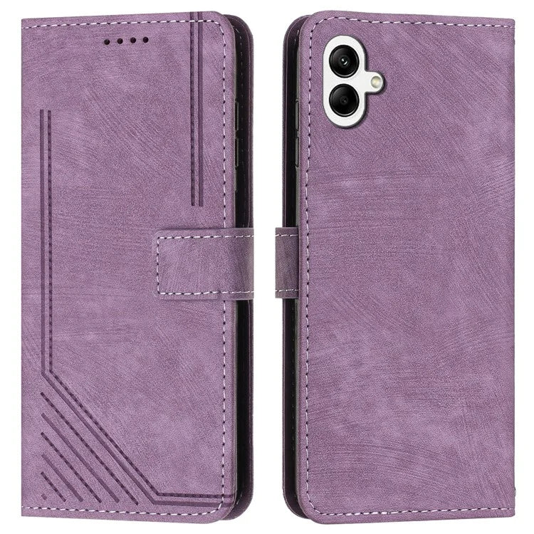 For Samsung Galaxy A06 Case Imprinted Lines Leather Phone Cover Bookstyle Folding Stand