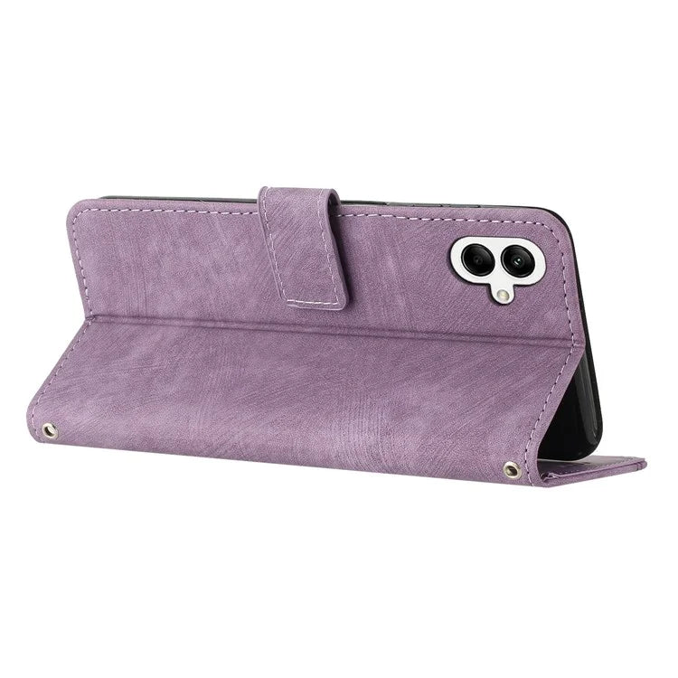 For Samsung Galaxy A06 Case Imprinted Lines Leather Phone Cover Bookstyle Folding Stand