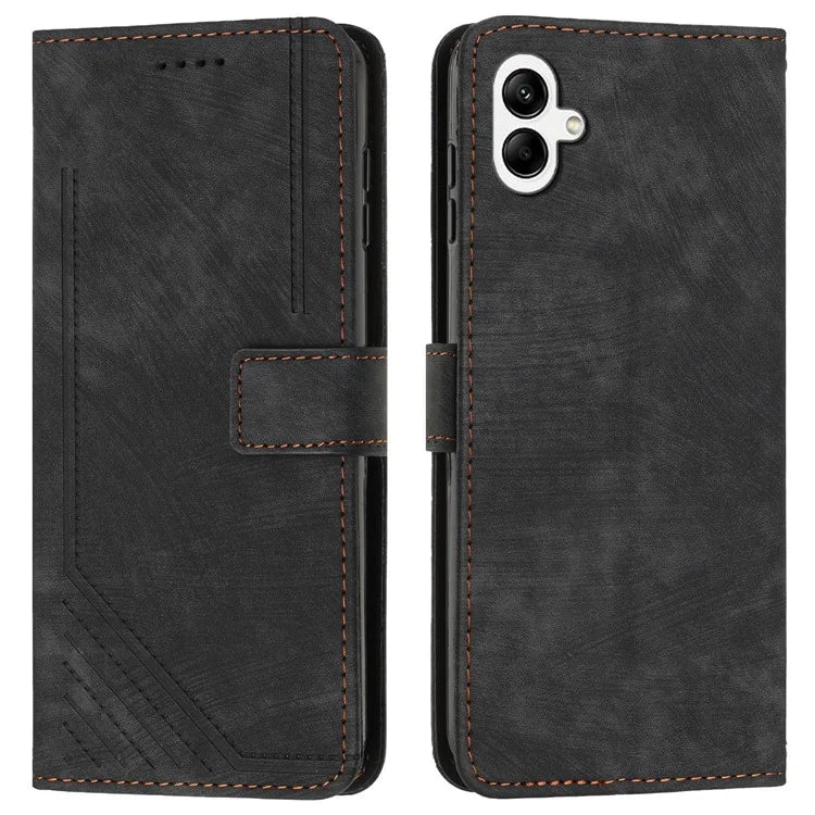 For Samsung Galaxy A06 Case Imprinted Lines Leather Phone Cover Bookstyle Folding Stand