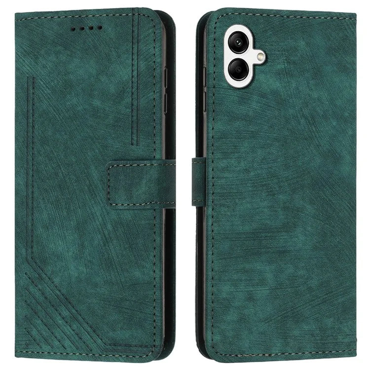 For Samsung Galaxy A06 Case Imprinted Lines Leather Phone Cover Bookstyle Folding Stand