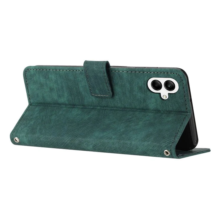 For Samsung Galaxy A06 Case Imprinted Lines Leather Phone Cover Bookstyle Folding Stand