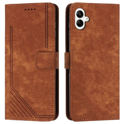 For Samsung Galaxy A06 Case Imprinted Lines Leather Phone Cover Bookstyle Folding Stand