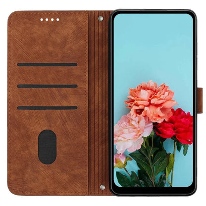 For Samsung Galaxy A06 Case Imprinted Lines Leather Phone Cover Bookstyle Folding Stand