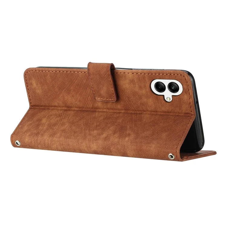 For Samsung Galaxy A06 Case Imprinted Lines Leather Phone Cover Bookstyle Folding Stand