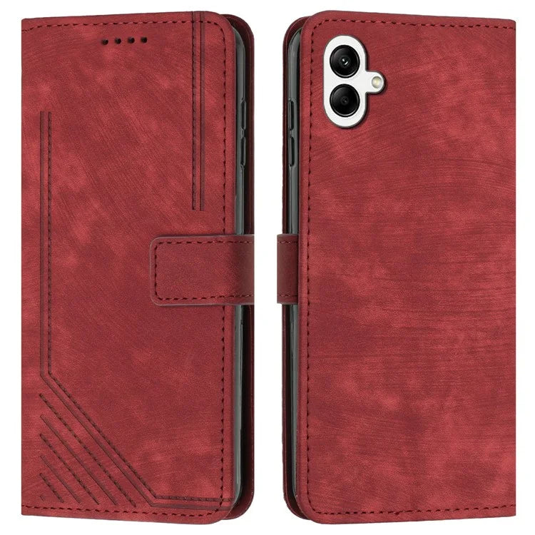For Samsung Galaxy A06 Case Imprinted Lines Leather Phone Cover Bookstyle Folding Stand