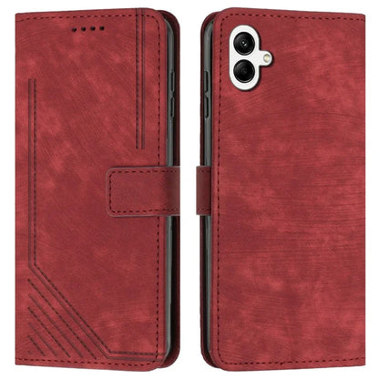 For Samsung Galaxy A06 Case Imprinted Lines Leather Phone Cover Bookstyle Folding Stand