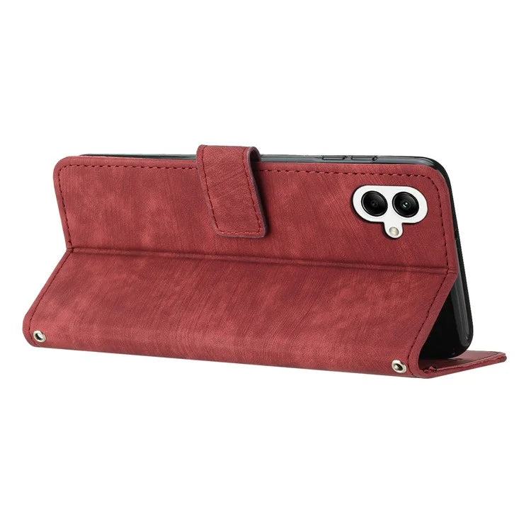 For Samsung Galaxy A06 Case Imprinted Lines Leather Phone Cover Bookstyle Folding Stand