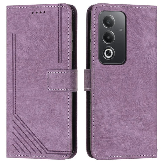 For Oppo A3 Pro (Global) 5G / A3 Pro (India) 5G / K12x 5G (India) Case Imprinted Lines Leather Phone Cover Bookstyle Folding Stand