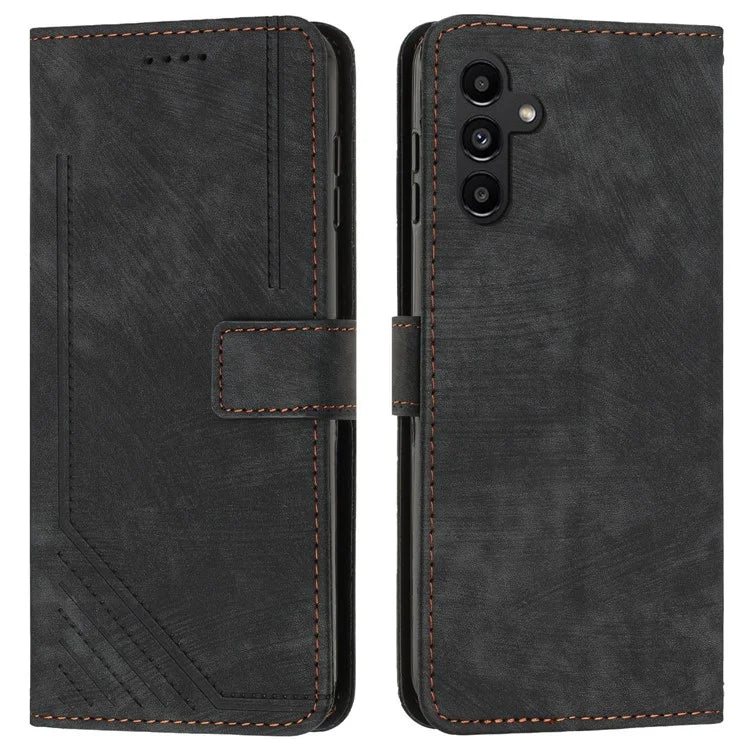 For Samsung Galaxy M35 5G Case Imprinted Lines Leather Phone Cover Bookstyle Folding Stand