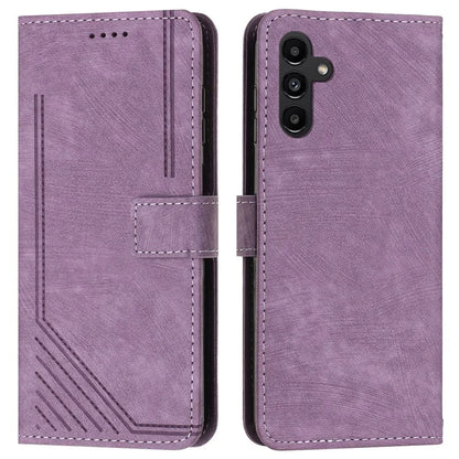 For Samsung Galaxy M35 5G Case Imprinted Lines Leather Phone Cover Bookstyle Folding Stand