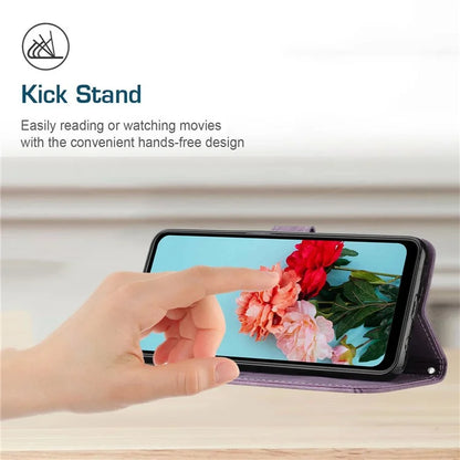 For Samsung Galaxy M35 5G Case Imprinted Lines Leather Phone Cover Bookstyle Folding Stand