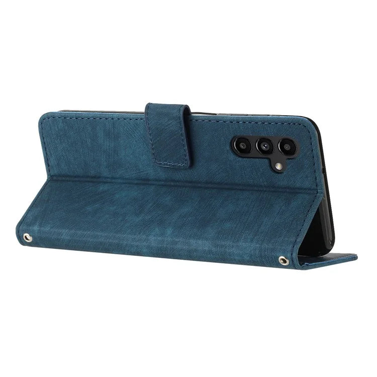 For Samsung Galaxy M35 5G Case Imprinted Lines Leather Phone Cover Bookstyle Folding Stand