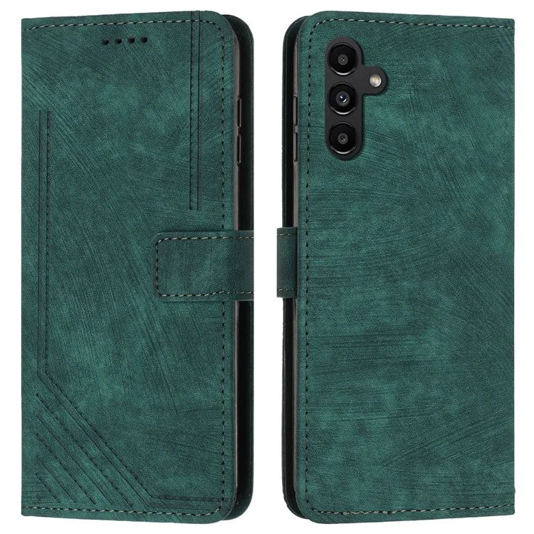 For Samsung Galaxy M35 5G Case Imprinted Lines Leather Phone Cover Bookstyle Folding Stand
