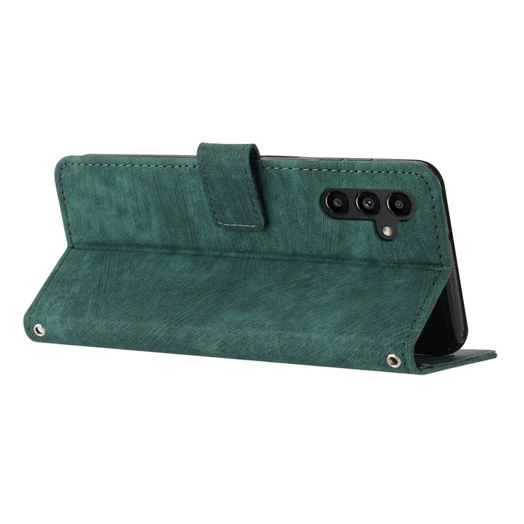 For Samsung Galaxy M35 5G Case Imprinted Lines Leather Phone Cover Bookstyle Folding Stand
