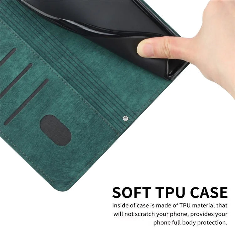 For Samsung Galaxy M35 5G Case Imprinted Lines Leather Phone Cover Bookstyle Folding Stand