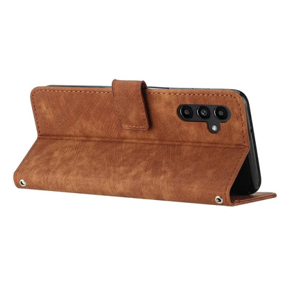 For Samsung Galaxy M35 5G Case Imprinted Lines Leather Phone Cover Bookstyle Folding Stand