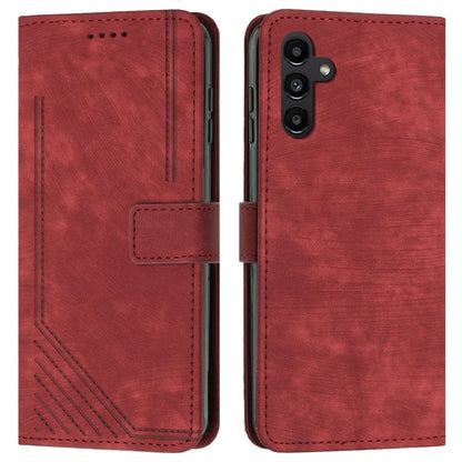 For Samsung Galaxy M35 5G Case Imprinted Lines Leather Phone Cover Bookstyle Folding Stand