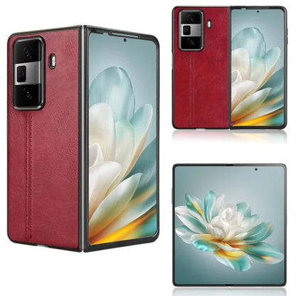 For Honor Magic Vs3 5G Case Cowhide Texture Leather+PC Phone Cover Stitching Lines