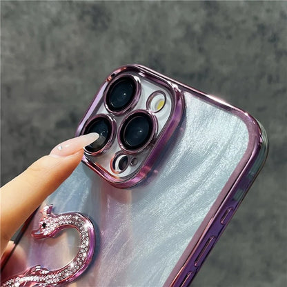 For iPhone 16 Pro Max Case Feather Yarn Texture Quicksand Swan TPU Phone Cover with Glass Lens Film