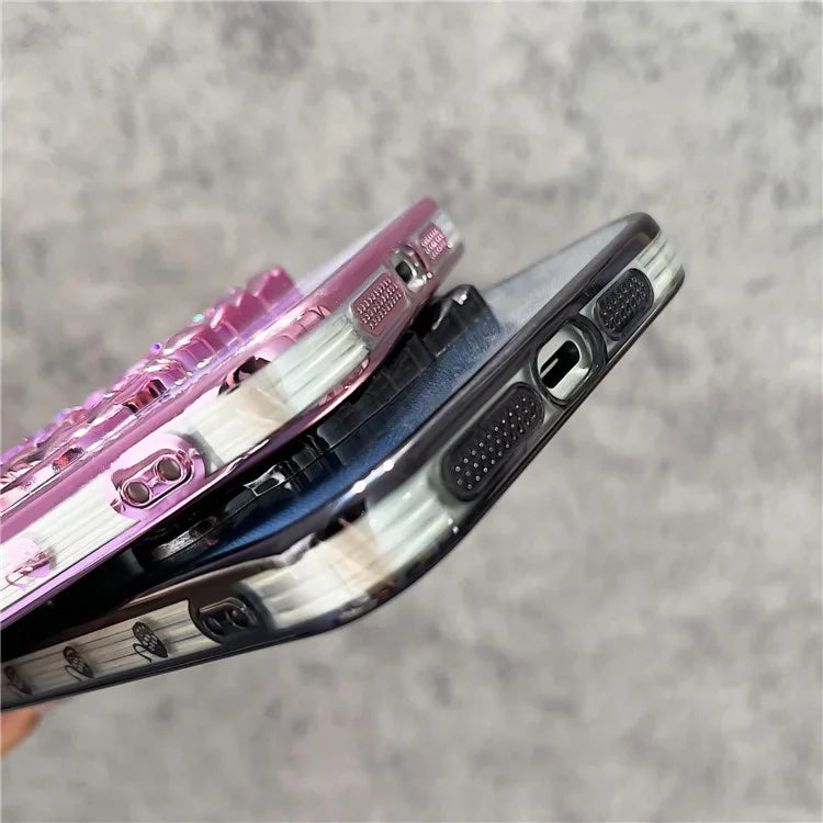For iPhone 16 Pro Max Case Feather Yarn Texture Quicksand Swan TPU Phone Cover with Glass Lens Film