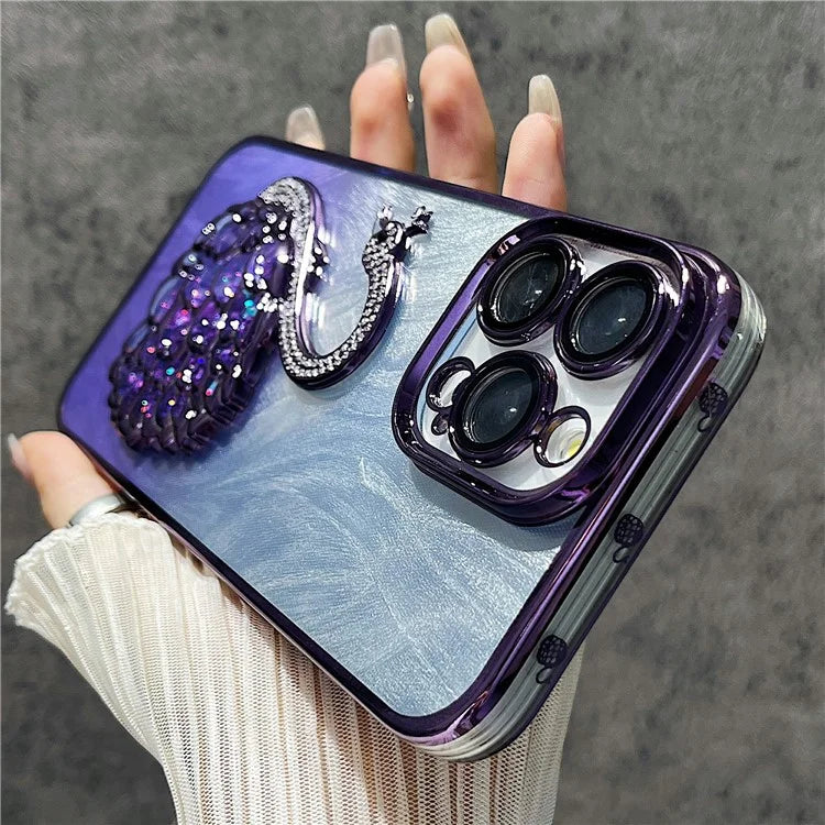 For iPhone 16 Pro Max Case Feather Yarn Texture Quicksand Swan TPU Phone Cover with Glass Lens Film