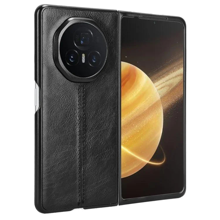 For Honor Magic V3 5G Case Cowhide Texture Leather+PC Phone Cover Stitching Lines