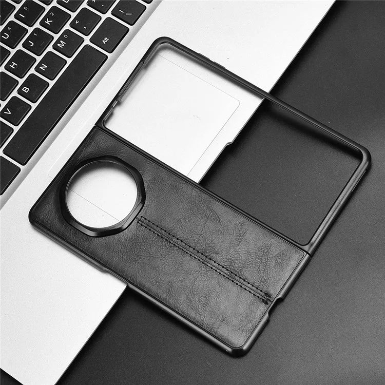 For Honor Magic V3 5G Case Cowhide Texture Leather+PC Phone Cover Stitching Lines