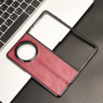 For Honor Magic V3 5G Case Cowhide Texture Leather+PC Phone Cover Stitching Lines